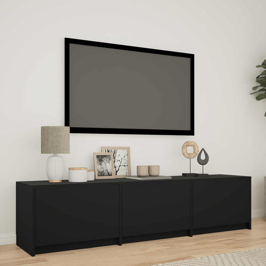 TV Cabinet with LED 165 x 34 x 40 cm Black Engineered Wood