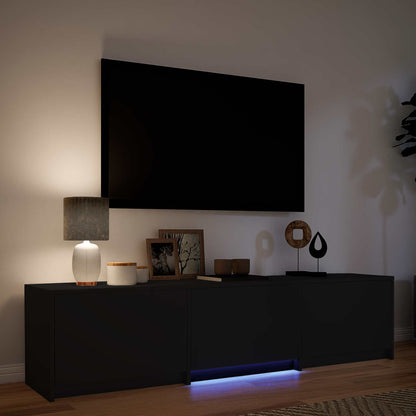 TV Cabinet with LED Black 165 x 34 x 40 cm Engineered Wood