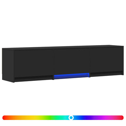 TV Cabinet with LED 165 x 34 x 40 cm Black Engineered Wood