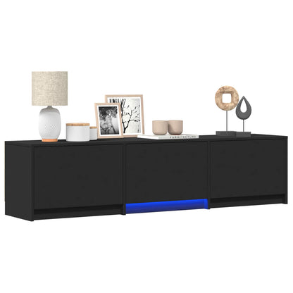 TV Cabinet with LED Black 165 x 34 x 40 cm Engineered Wood