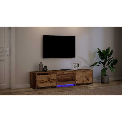 TV Cabinet with LED Old Wood 165 x 34 x 40 cm Engineered Wood