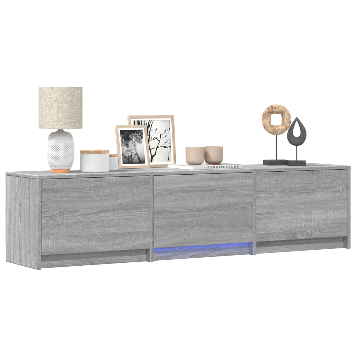 TV Cabinet with LED 165x34x40 cm Grey Sonoma Engineered Wood