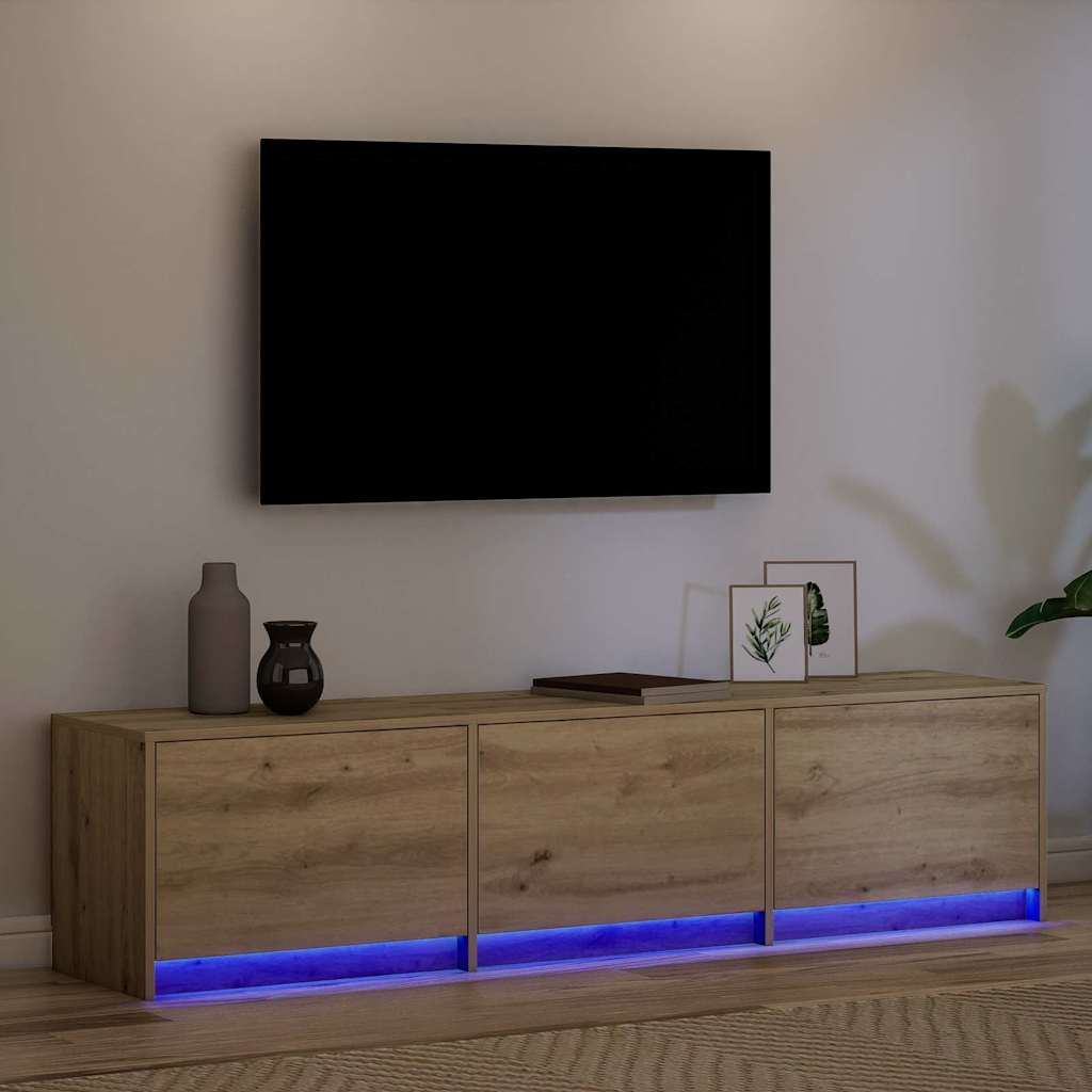 TV Cabinet with LED with Drawer Artisian Oak 165 x 34 x 40 cm