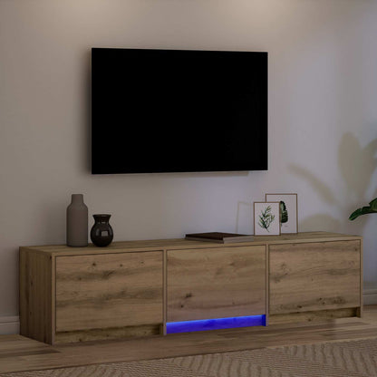 TV Cabinet with LED with Drawer Artisian Oak 165 x 34 x 40 cm