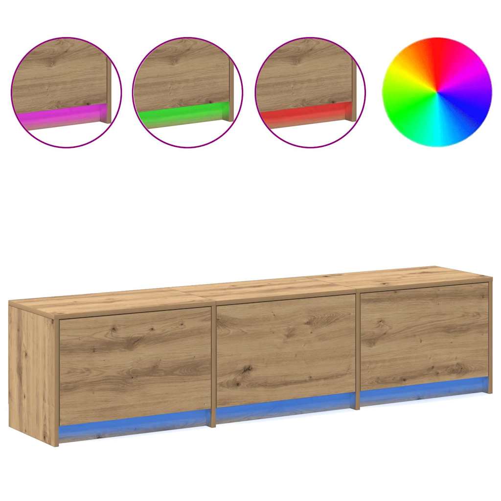 TV Cabinet with LED with Drawer Artisian Oak 165 x 34 x 40 cm