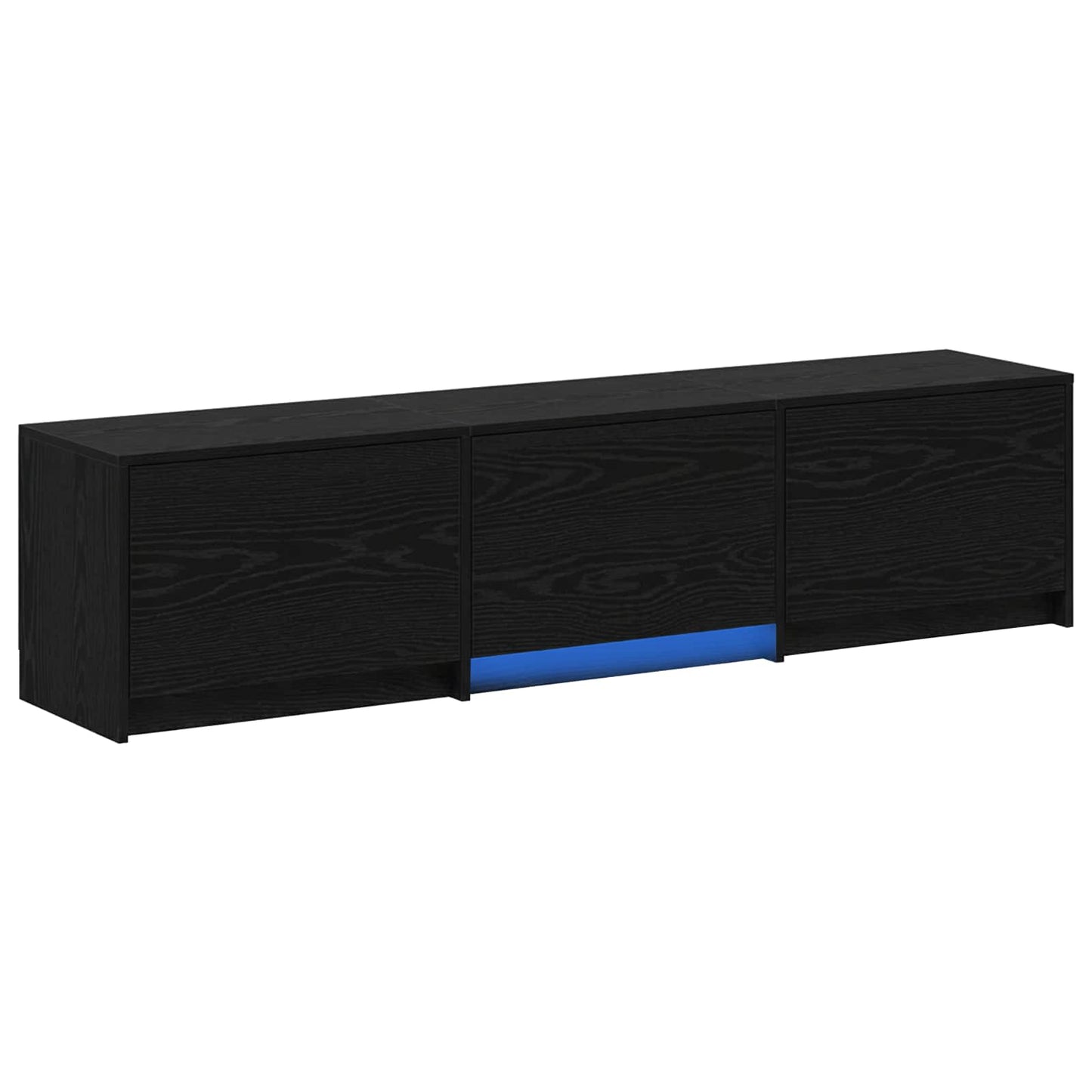 TV Cabinet with LED Black Oak 165 x 34 x 40 cm Engineered Wood