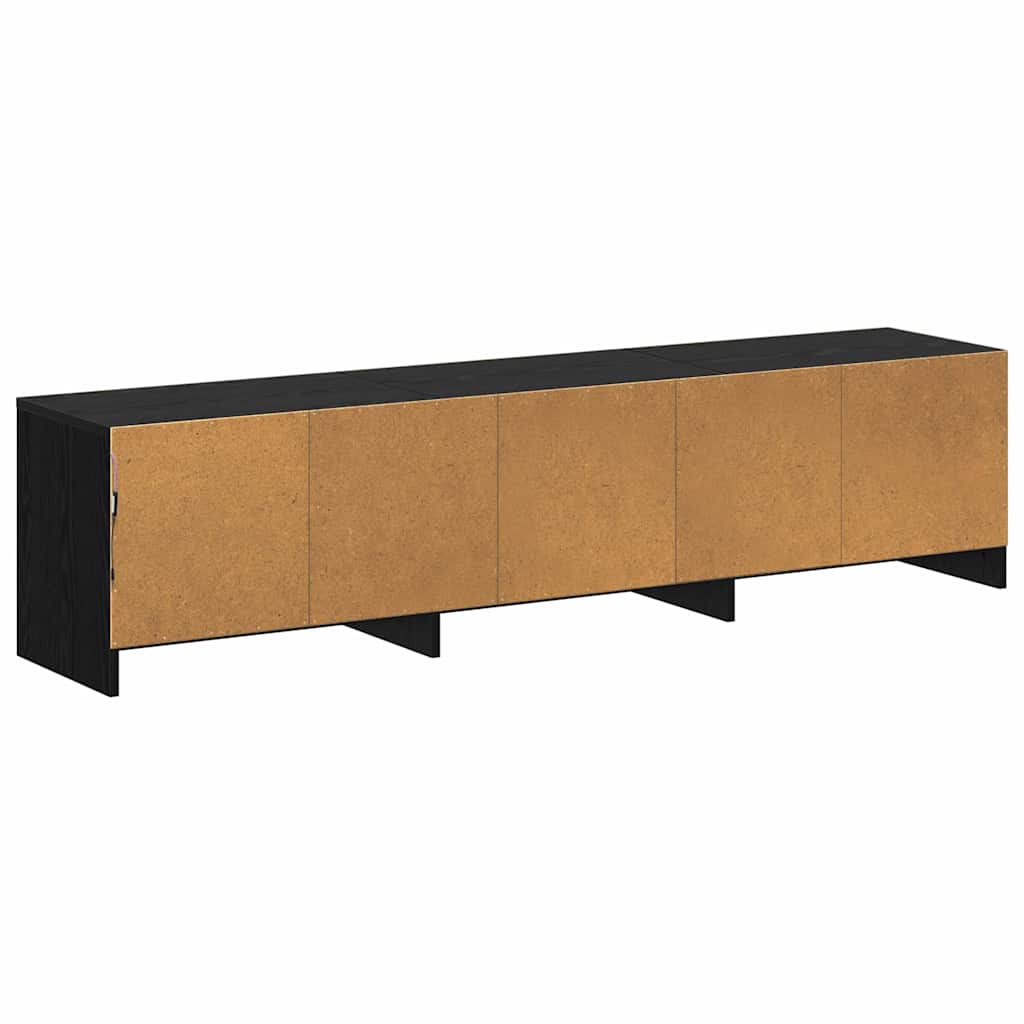 TV Cabinet with LED Black Oak 165 x 34 x 40 cm Engineered Wood