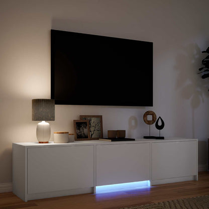 TV Cabinet with LED 165 x 34 x 40 cm White Engineered Wood