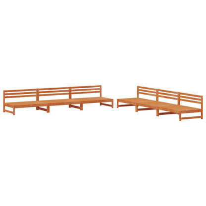 Garden Lounge Set 6 pcs Wax Brown Solid Pine Wood