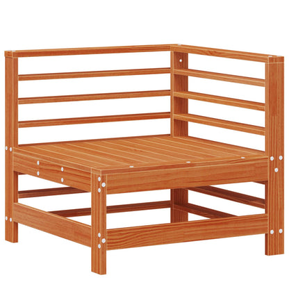 Garden Lounge Set 5 pcs Wax Brown Solid Pine Wood