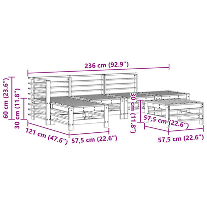 Garden Lounge Set 5 pcs Wax Brown Solid Pine Wood