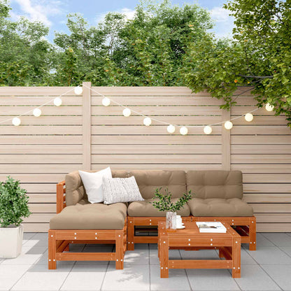 Garden Lounge Set 5 pcs Wax Brown Solid Pine Wood