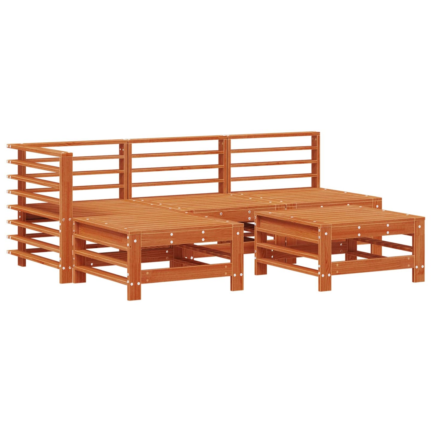 Garden Lounge Set 5 pcs Wax Brown Solid Pine Wood