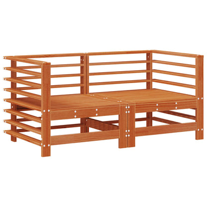 Garden Lounge Set 7 pcs Wax Brown Solid Pine Wood