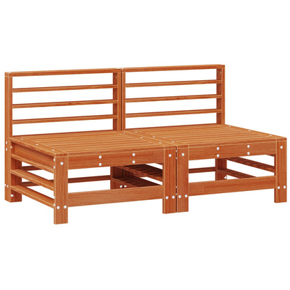 Garden Lounge Set 7 pcs Wax Brown Solid Pine Wood