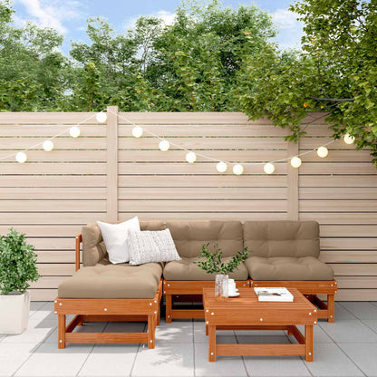 Garden Lounge Set 5 pcs Wax Brown Solid Pine Wood