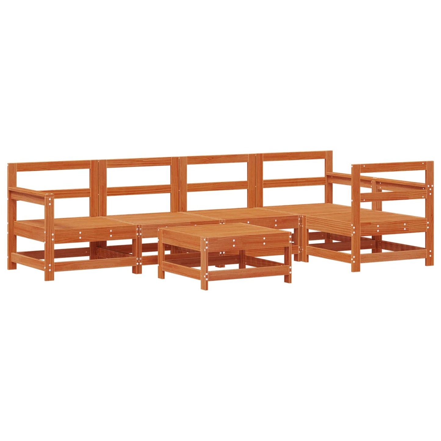 Garden Lounge Set 7 pcs Wax Brown Solid Pine Wood