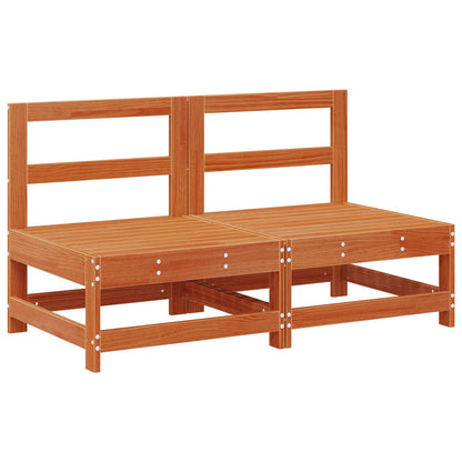 Garden Lounge Set 7 pcs Wax Brown Solid Pine Wood