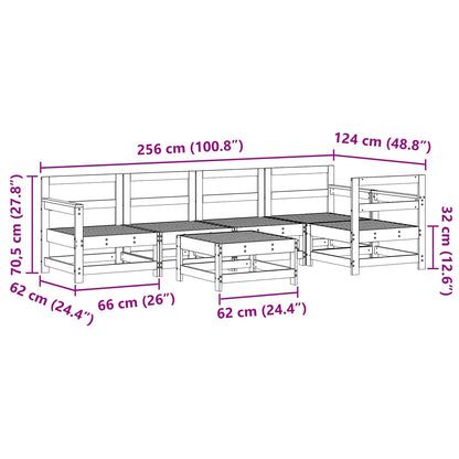 Garden Lounge Set 7 pcs Wax Brown Solid Pine Wood