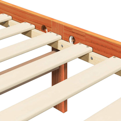 Bed Frame with Headboard Wax Brown 140 x 200 cm Solid Pine Wood