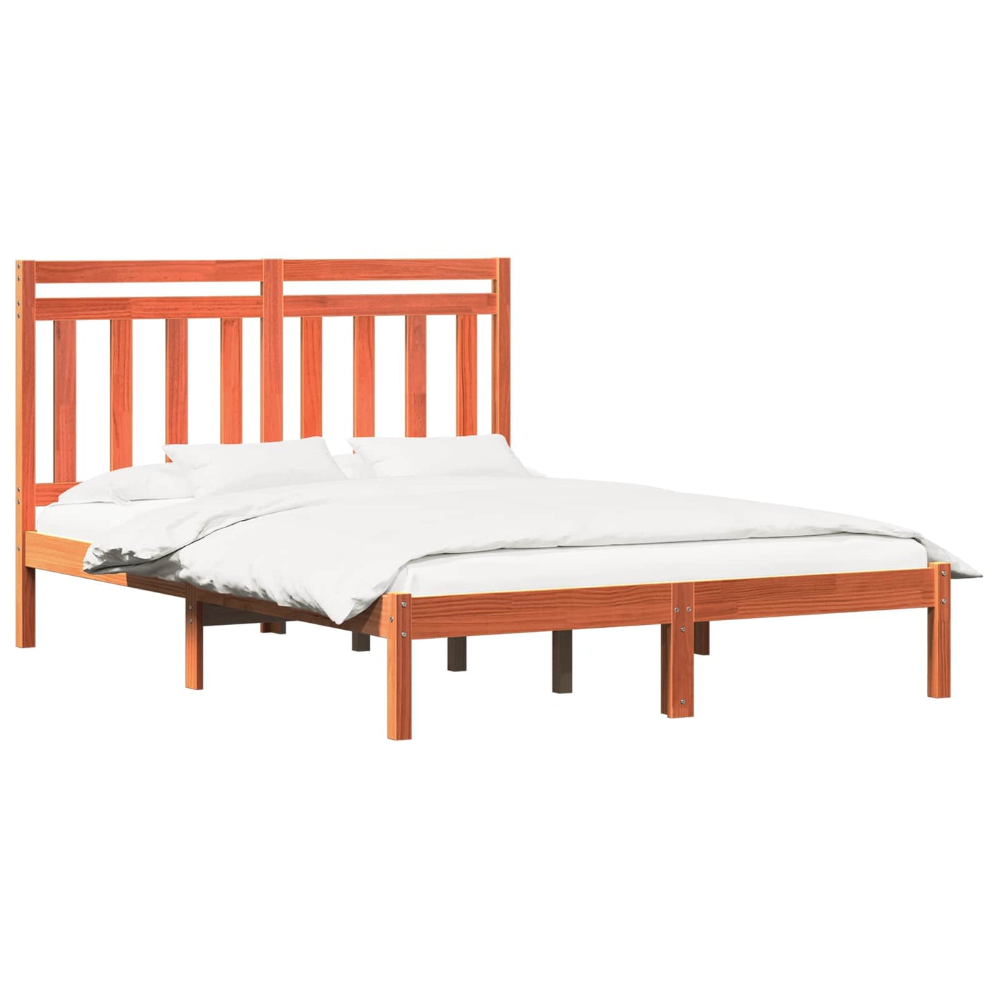 Bed Frame with Headboard Wax Brown 140 x 200 cm Solid Pine Wood