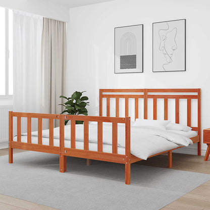 Bed Frame 2 pcs Wax Brown 180 x 200 cm Solid Pine Wood
