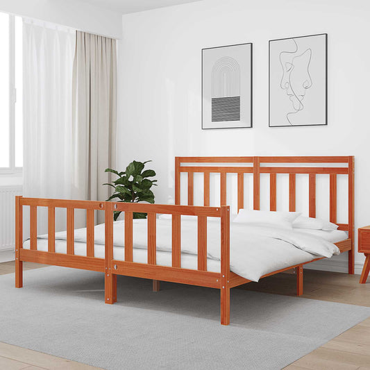 Bed Frame 2 pcs Wax Brown 180 x 200 cm Solid Pine Wood