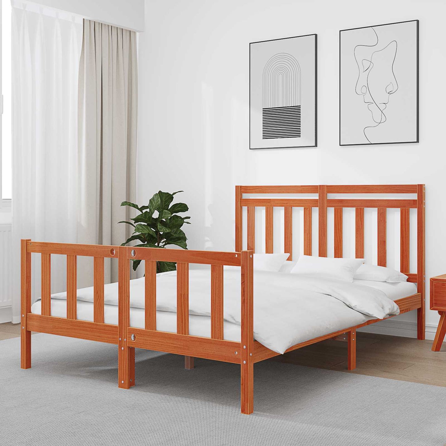 Bed Frame 2 pcs Wax Brown 160 x 200 cm Solid Pine Wood