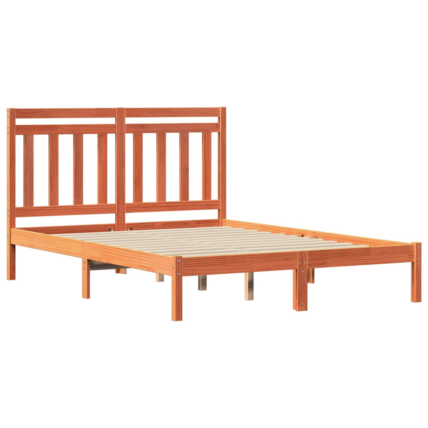 Bed Frame with Headboard Wax Brown 140 x 190 cm Solid Pine Wood