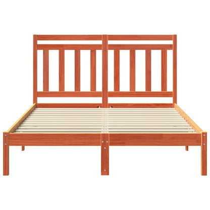 Bed Frame with Headboard Wax Brown 150 x 200 cm Solid Pine Wood