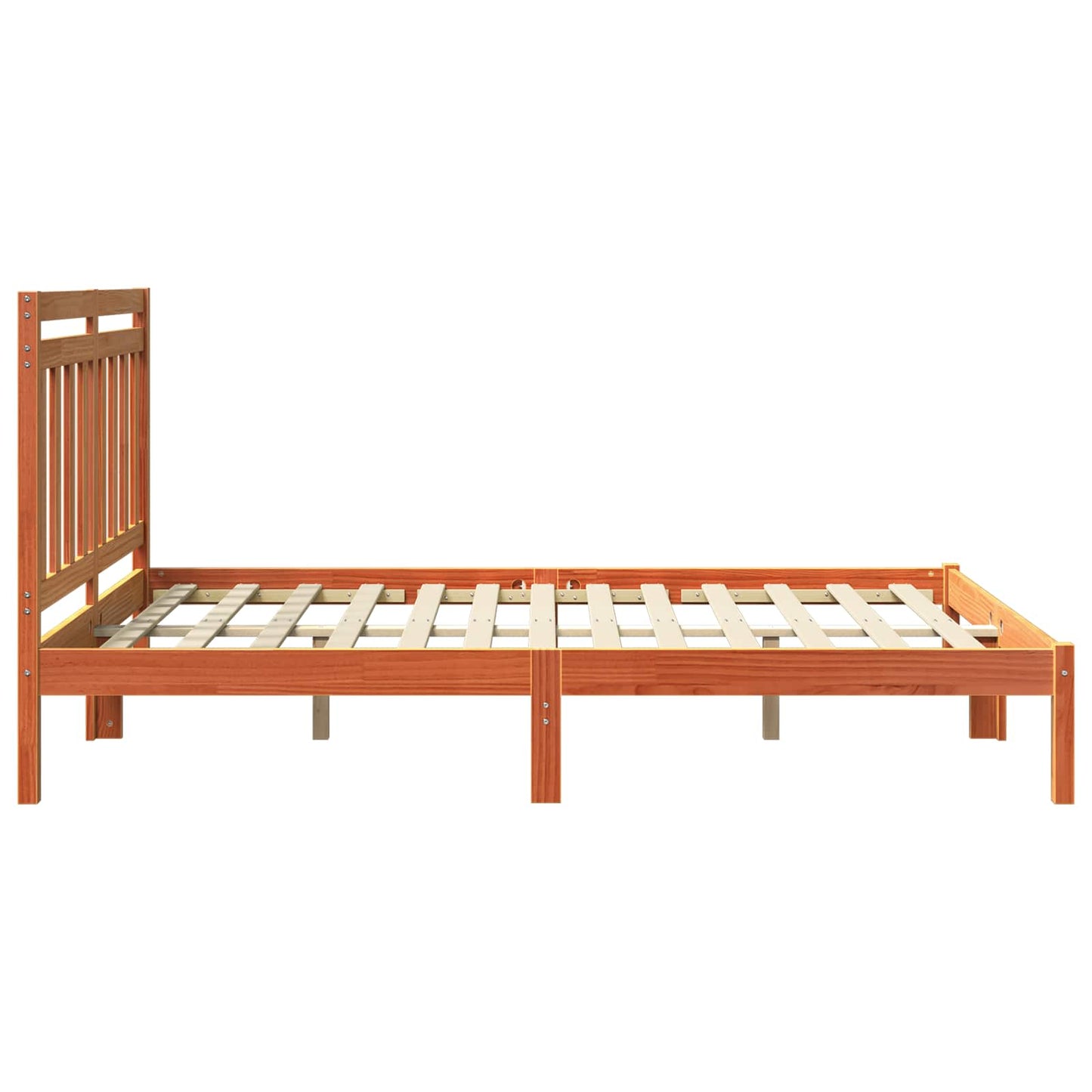 Bed Frame with Headboard Wax Brown 150 x 200 cm Solid Pine Wood