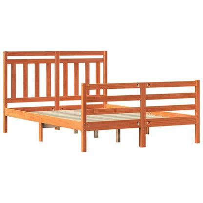 Bed Frame with Headboard Wax Brown 150 x 200 cm