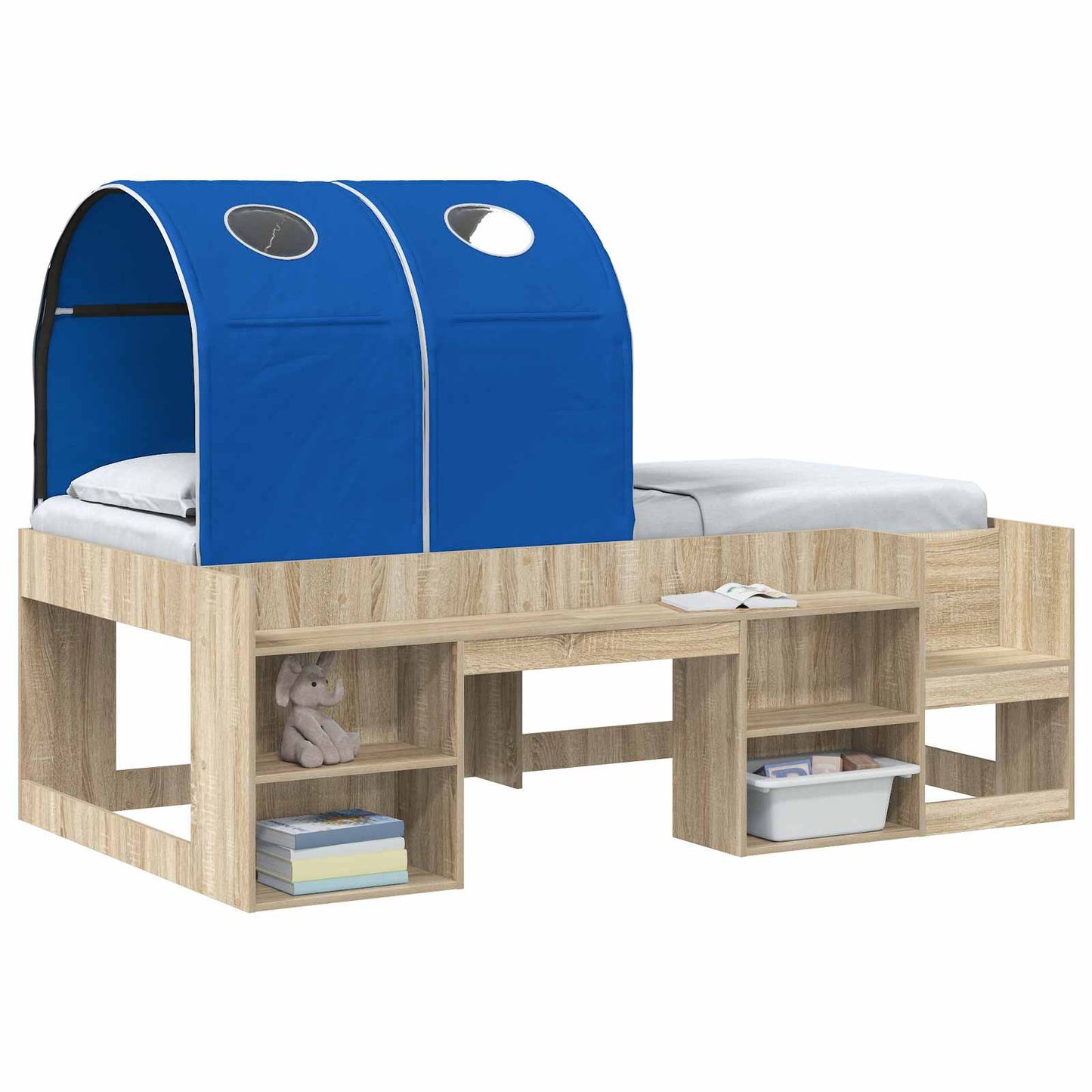 Bed Tunnel 2 pcs Blue 211 x 52.5 x 2 cm Polyester