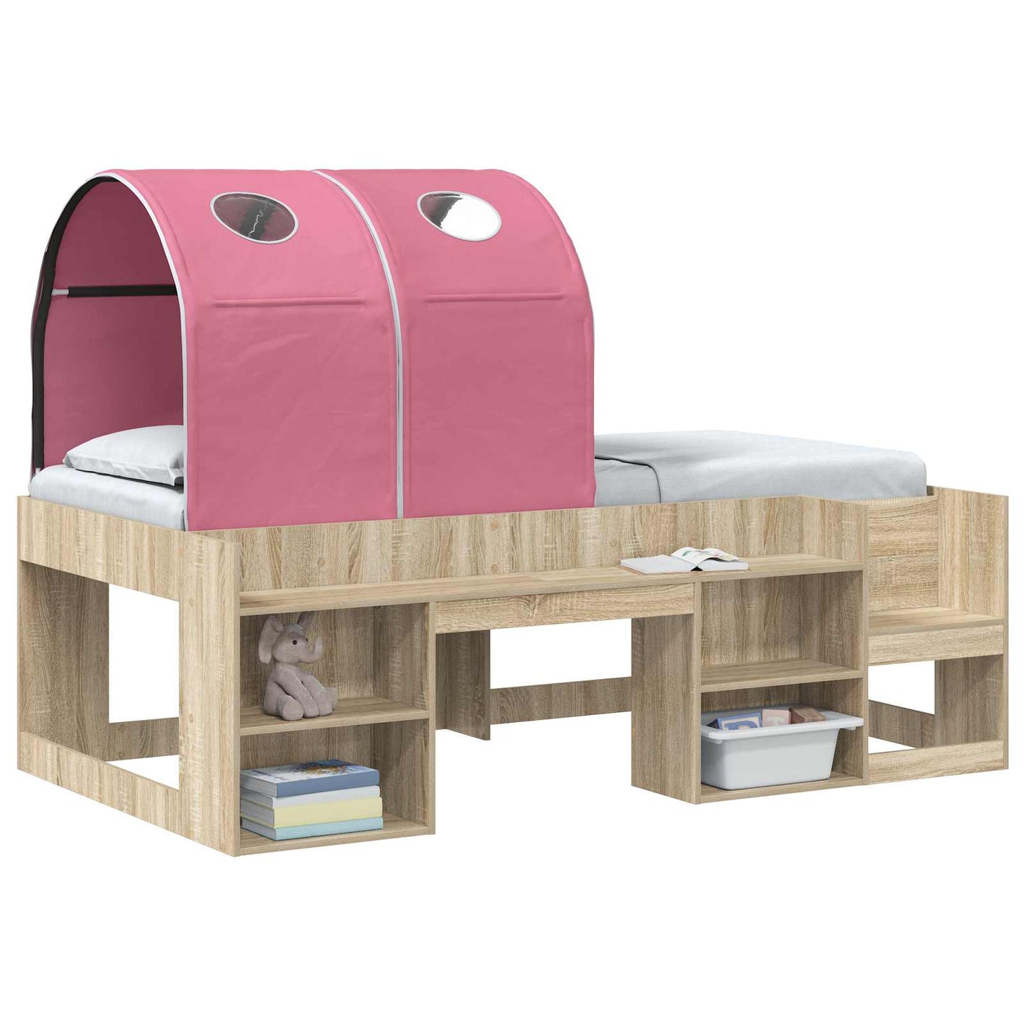 Bed Tunnel 2 pcs Pink 211 x 52.5 x 2 cm Polyester