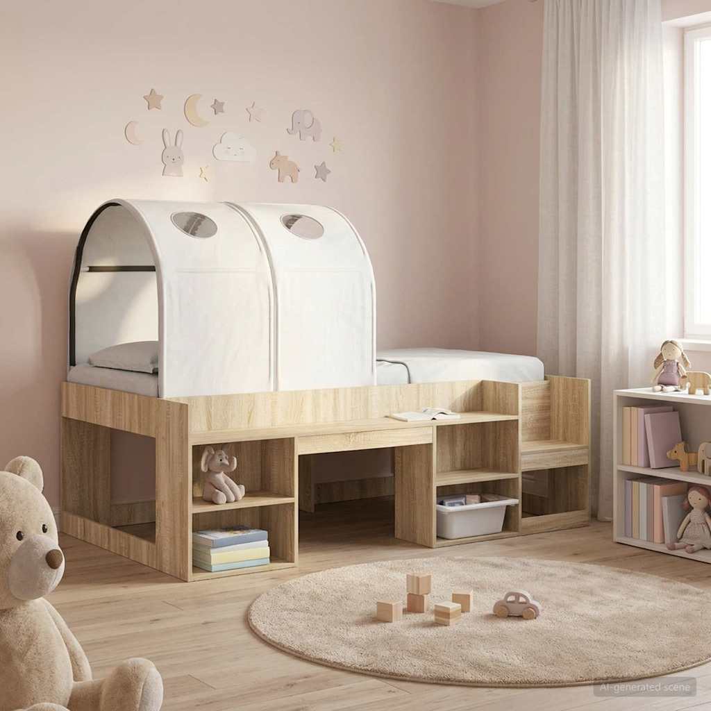 Bed Tunnel 2 pcs White 211 x 52.5 x 2 cm Polyester