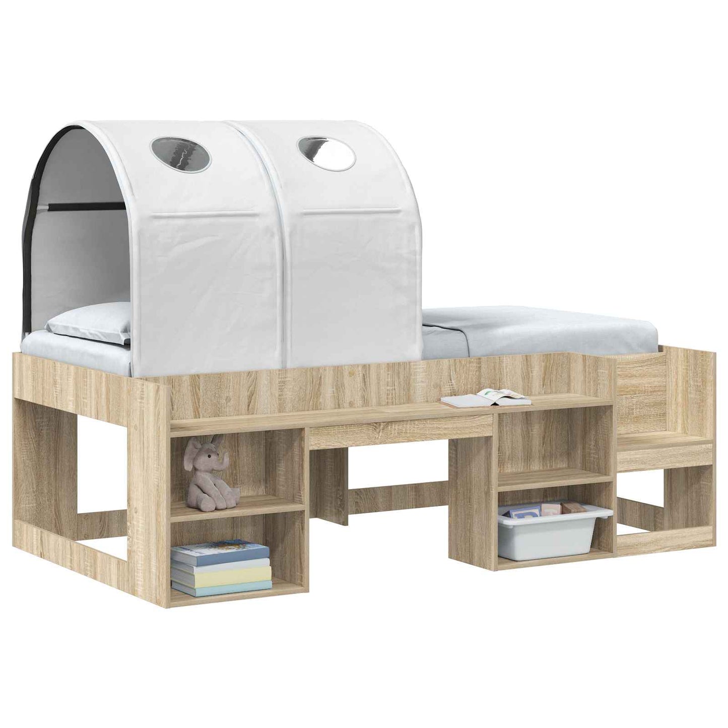 Bed Tunnel 2 pcs White 211 x 52.5 x 2 cm Polyester