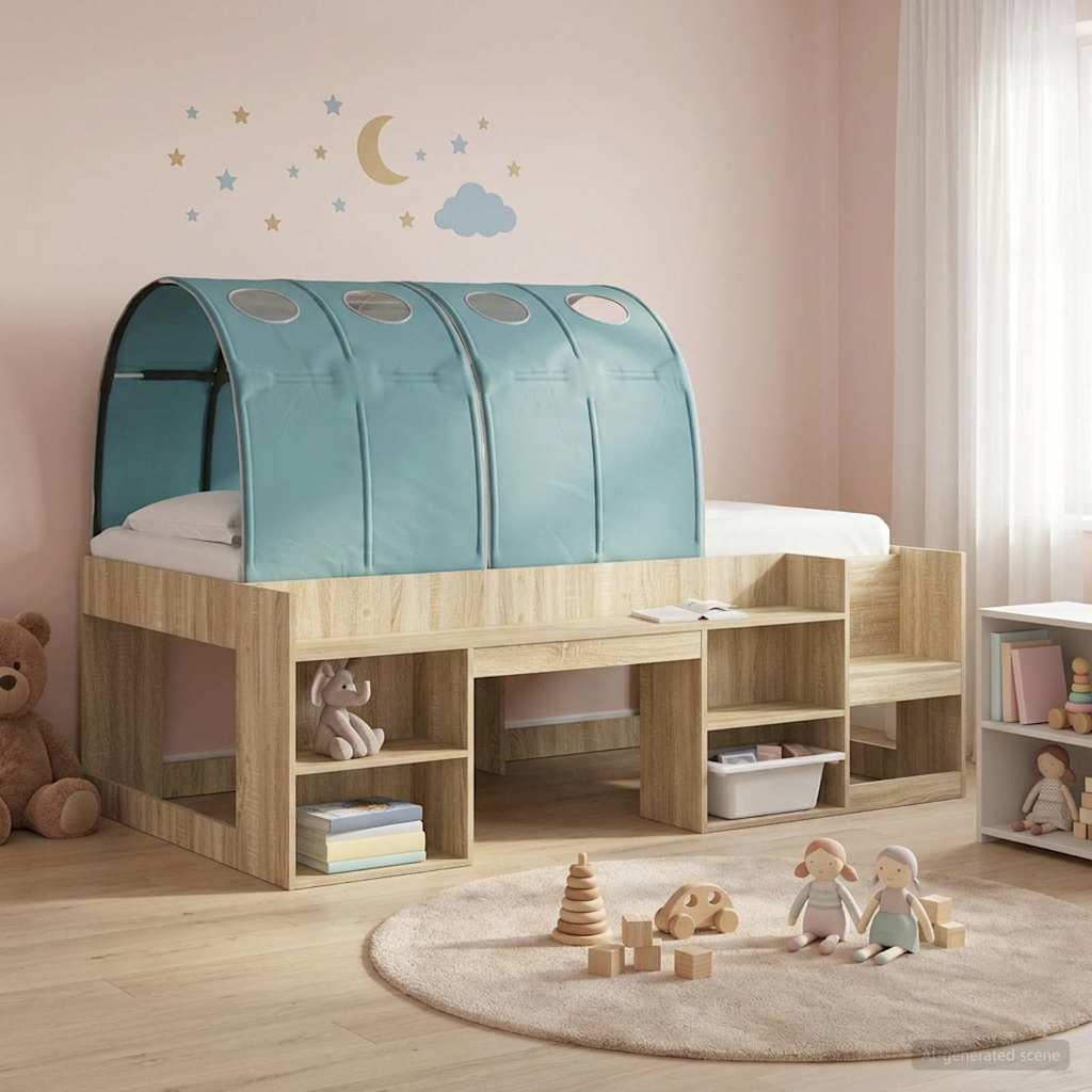 Bed Tunnel 2 pcs Light Blue 211 x 67.5 x 2 cm Polyester
