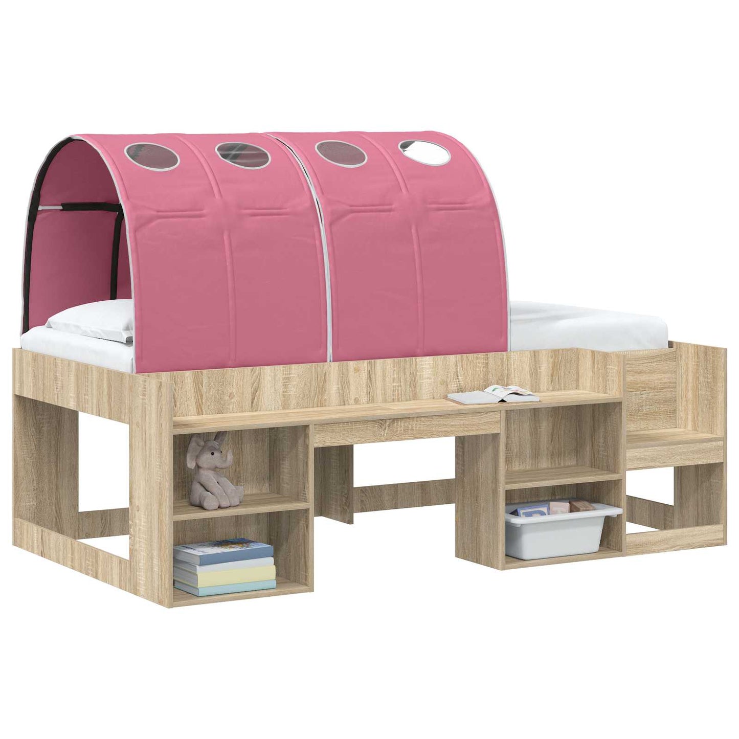 Bed Tunnel 2 pcs Pink 211 x 67.5 x 2 cm Polyester