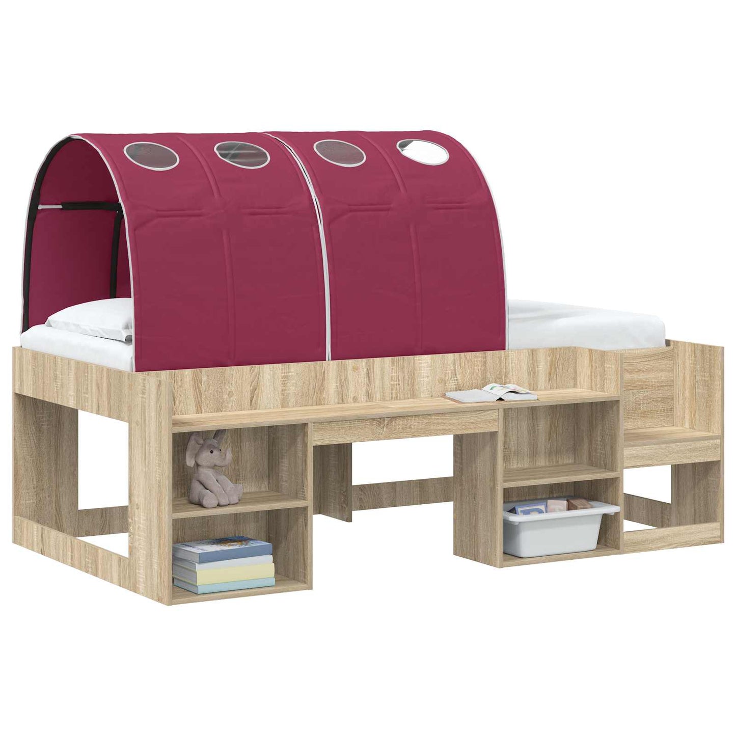 Bed Tunnel 2 pcs Red 211 x 67.5 x 2 cm Polyester