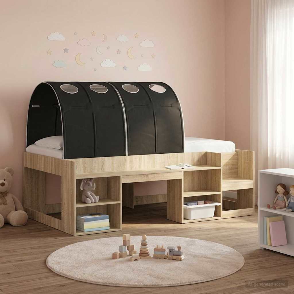 Bed Tunnel 2 pcs Black 211 x 67.5 x 2 cm Polyester