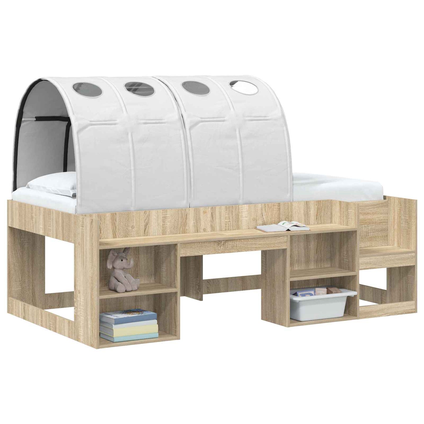 Bed Tunnel 2 pcs White 211 x 67.5 x 2 cm Polyester