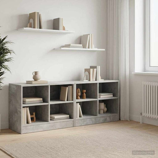 Bed Cabinet 2 pcs Concrete Grey 66 x 33 x 48 cm Engineered Wood