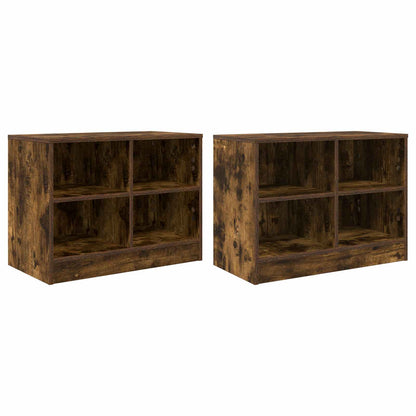 Bed Cabinet 2 pcs Smoked Oak 66 x 33 x 48 cm Engineered Wood