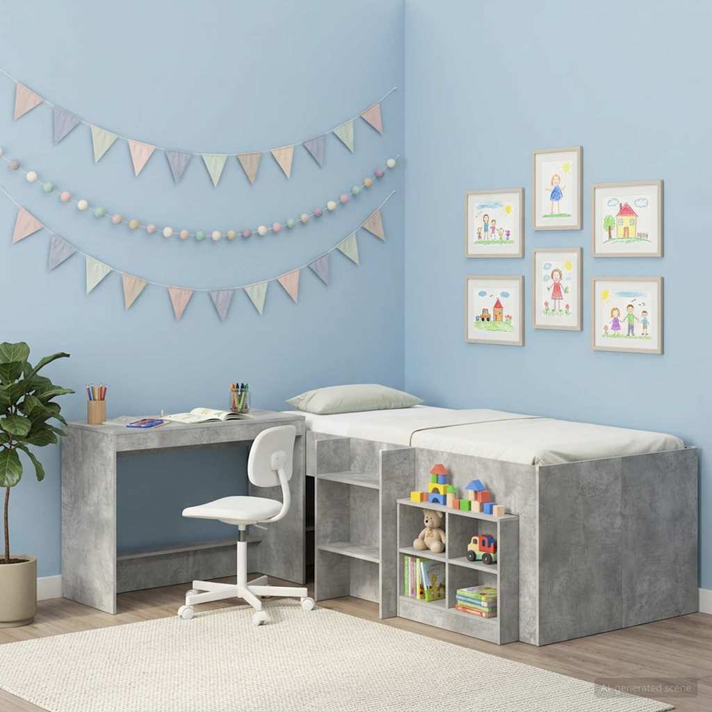 Bed Desk Concrete Grey Engineered Wood 100 x 45 x 75 cm