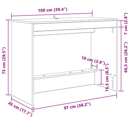 Bed Desk Concrete Grey Engineered Wood 100 x 45 x 75 cm