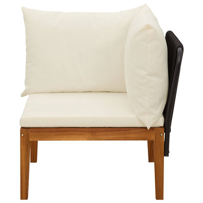 Garden Corner Sofa with Cushions Solid Acacia Wood & Rope
