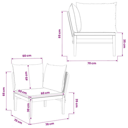 Garden Corner Sofa with Cushions Solid Acacia Wood & Rope