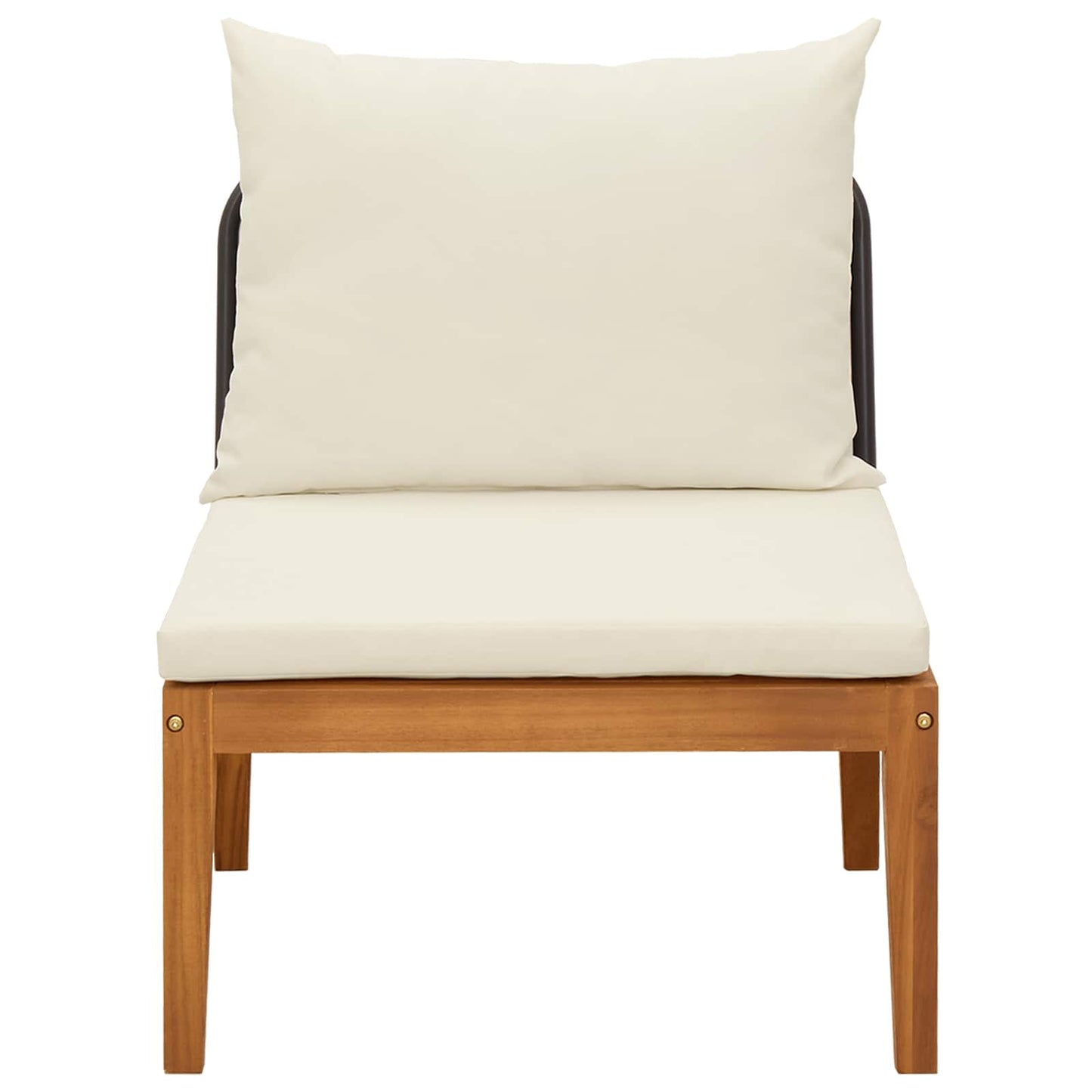 Garden Middle Sofa with Cushions Solid Acacia Wood & Rope
