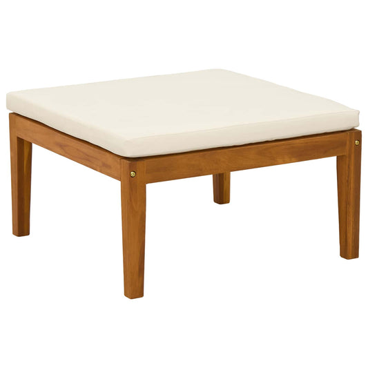 Garden Footrest with Cushion Solid Acacia Wood Natural