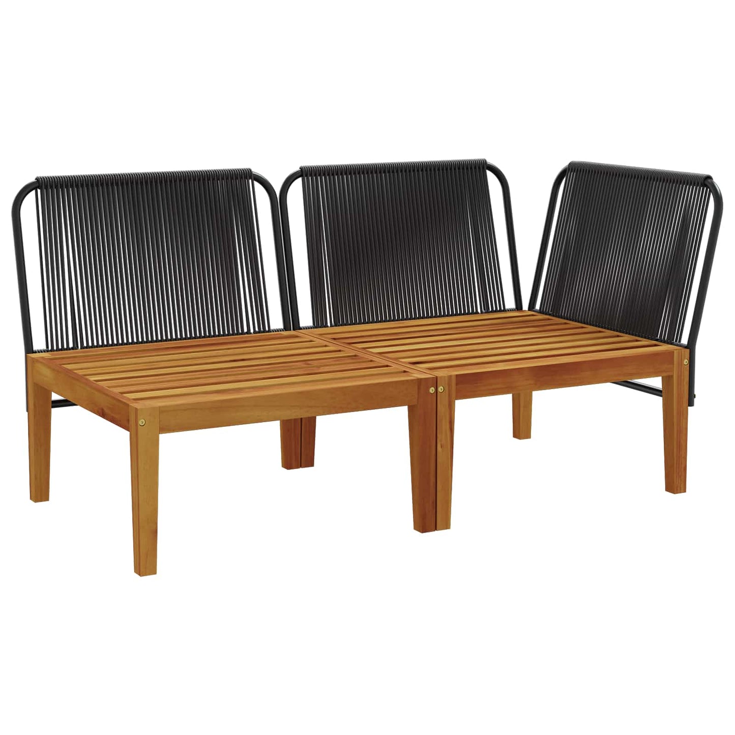 2 pcs Garden Lounge Set with Cushions Solid Acacia Wood & Rope